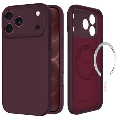 Capa MagSafe para Apple iPhone 18 Pro / 17 Pro, Tech-Protect, Silicone, cor de vinho