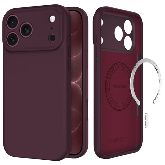 Capa MagSafe para Apple iPhone 18 Pro / 17 Pro, Tech-Protect, Silicone, cor de vinho