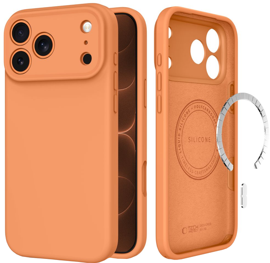 Capa MagSafe para Apple iPhone 18 Pro Max / 17 Pro Max, Tech-Protect, Silicone, Laranja