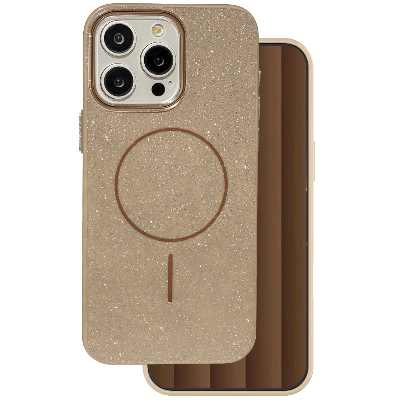Capa MagSafe para Apple iPhone 15 Pro, OEM, Glitter Thin Mag, Castanha