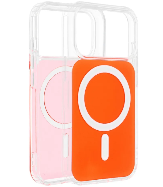 Capa MagSafe para Apple iPhone 17e / 16e, OEM, Clear Fusion Mag Cover, Laranja