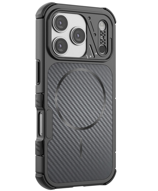 Capa MagSafe para Apple iPhone 18 Pro Max / 17 Pro Max, OEM, Proteção de Carbono e Cantos, Preta