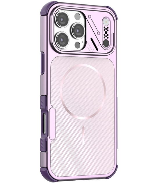 Capa MagSafe para Apple iPhone 16 Pro, OEM, Proteção de Carbono e Cantos, Roxo