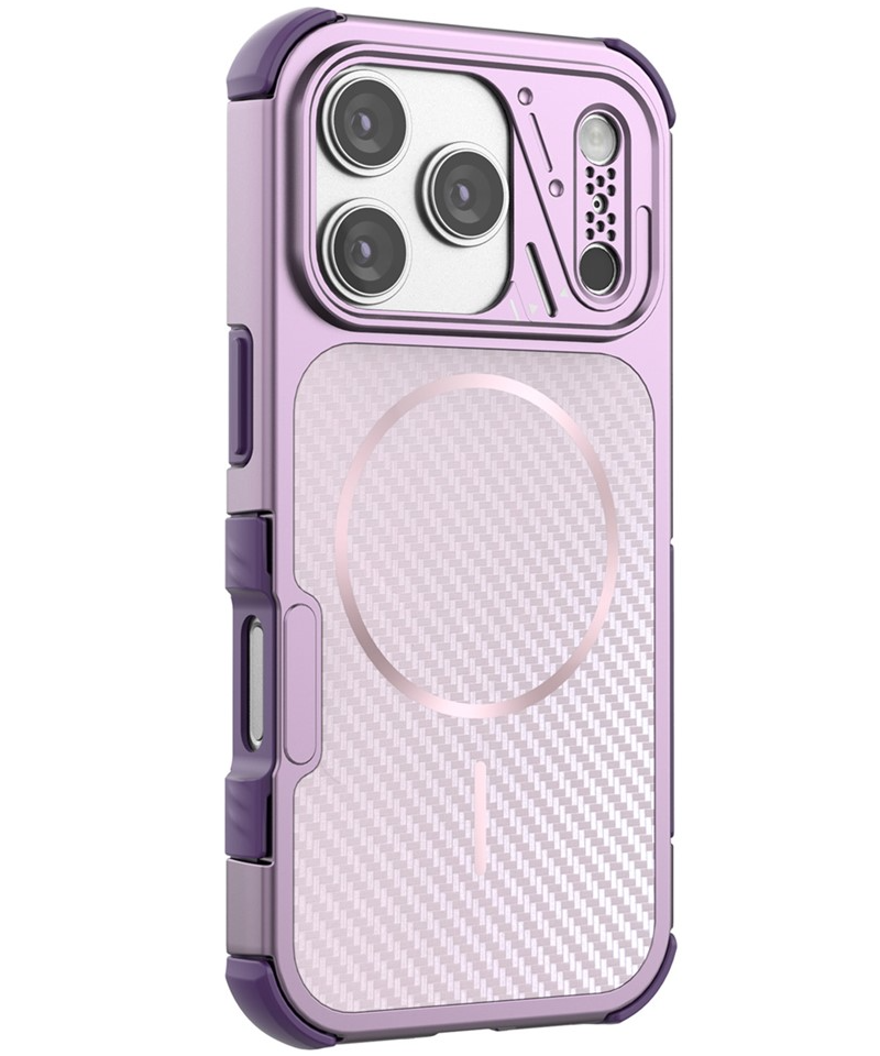Capa MagSafe para Apple iPhone 18 Pro Max / 17 Pro Max, OEM, Proteção de Carbono e Cantos, Roxo