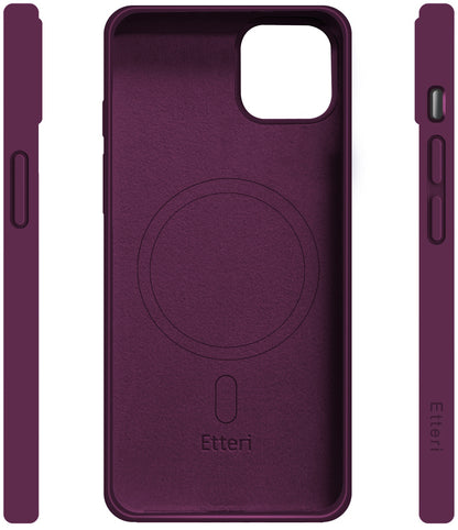 Capa MagSafe para Apple iPhone 15, Etteri, Silicone Mag, Vinho