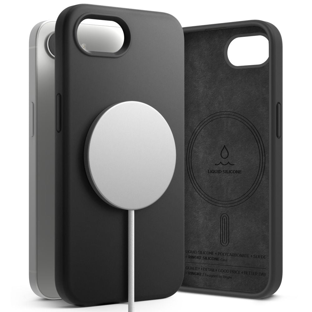 Capa MagSafe para Apple iPhone 16e, Ringke, Silicone Magnético, Preta