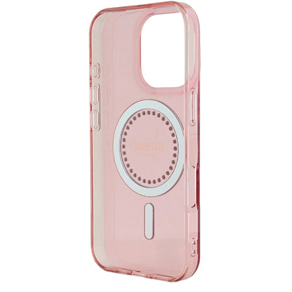 Capa MagSafe para Apple iPhone 16 Pro Max, Guess, IML Rhinestones Ring, Rosa GUHMP16XPFTDTEP