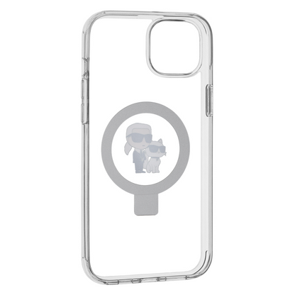 MagSafe Case for Apple iPhone 15 Plus, Karl Lagerfeld, Ringstand Karl and Choupette, White, Resealed