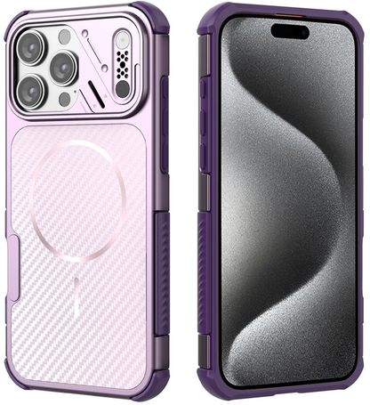 Capa MagSafe para Apple iPhone 16 Pro, OEM, Proteção de Carbono e Cantos, Roxo
