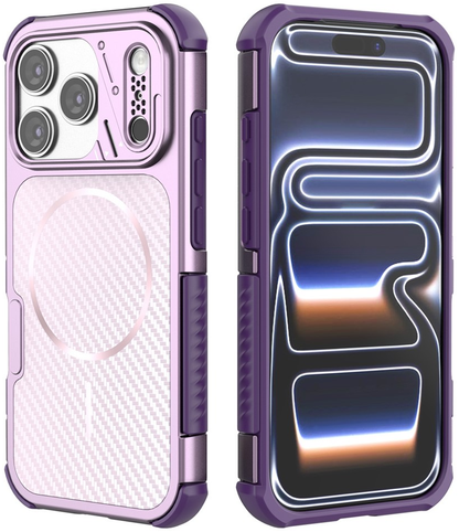 Capa MagSafe para Apple iPhone 18 Pro / 17 Pro, OEM, Proteção de Carbono e Cantos, Roxo