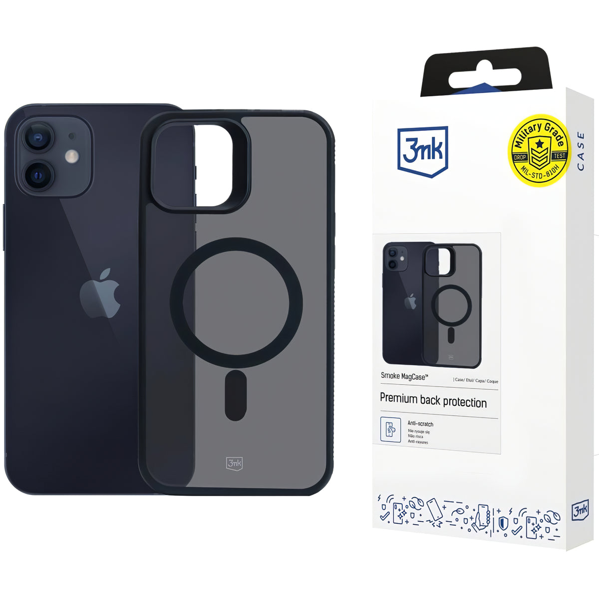 Capa MagSafe para Apple iPhone 12 / 12 Pro, 3MK, Smoke MagCase, Preta