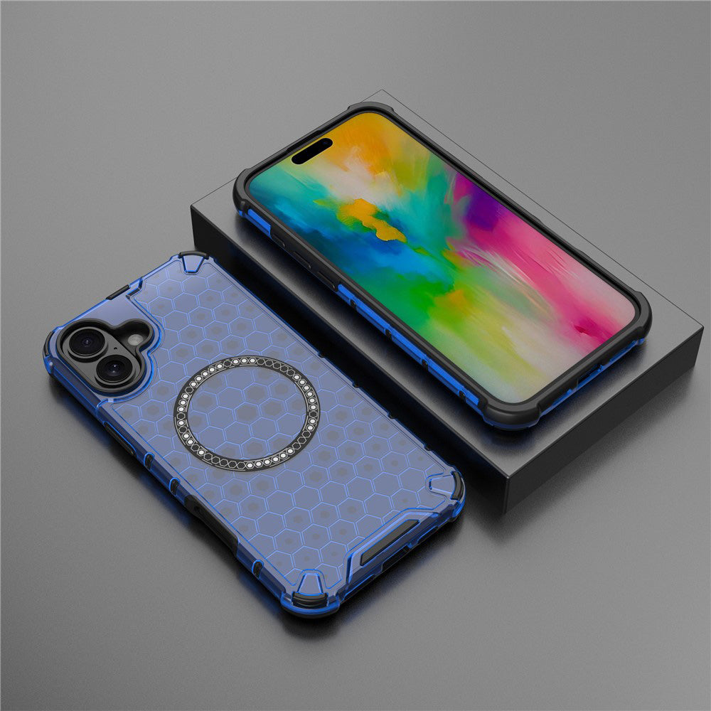 Capa MagSafe para Apple iPhone 16, Techsuit, HoneyComb Shield, Azul