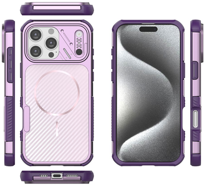Capa MagSafe para Apple iPhone 16 Pro, OEM, Proteção de Carbono e Cantos, Roxo