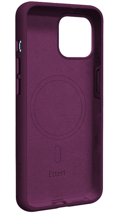 Capa MagSafe para Apple iPhone 15, Etteri, Silicone Mag, Vinho