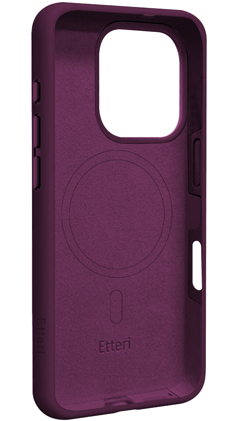 Capa MagSafe para Apple iPhone 16 Pro, Etteri, Silicone Mag, Vinho