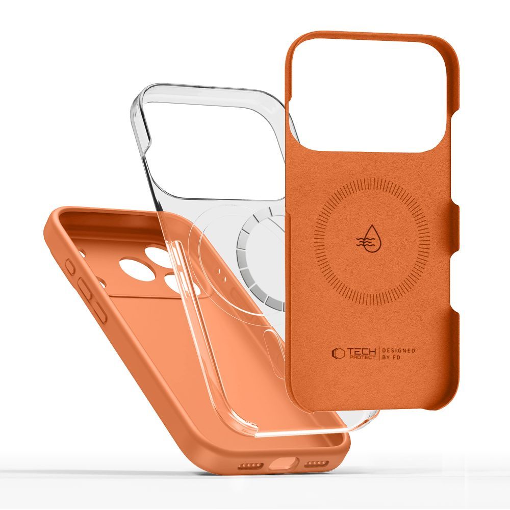 Capa MagSafe para Apple iPhone 17 Pro, Tech-Protect, Silicone, Laranja
