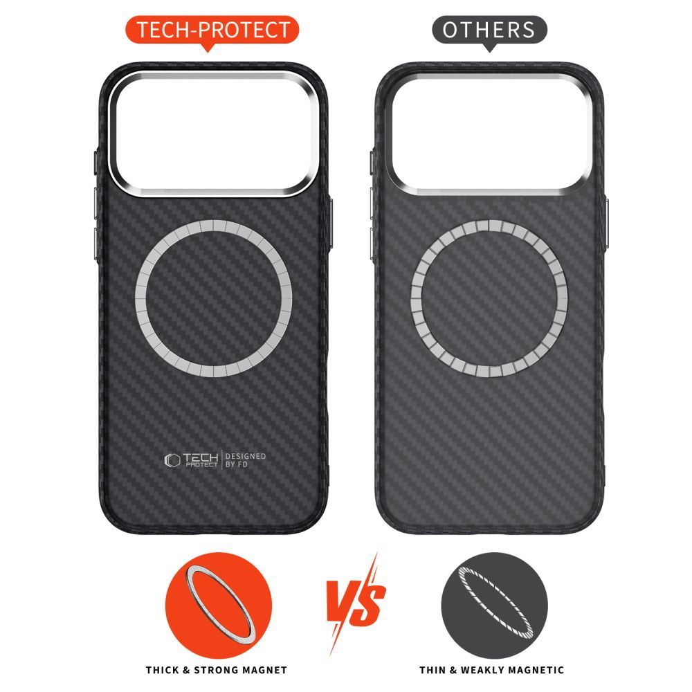Capa MagSafe para Apple iPhone 17 Pro, Tech-Protect, Ion Carbon, Preta