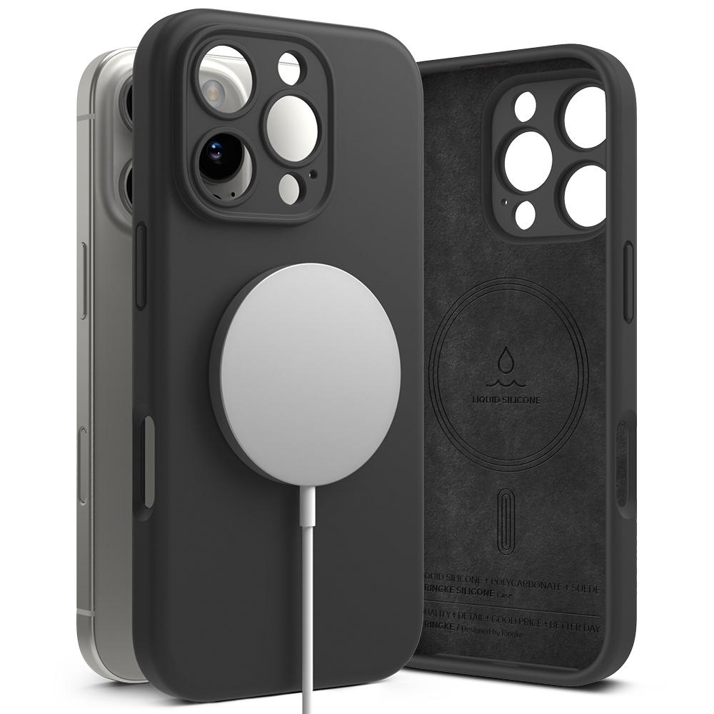 Capa MagSafe para Apple iPhone 16 Pro Max, Ringke, Silicone, Preta, Reembalada