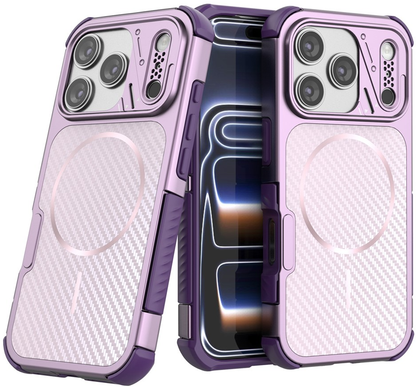 Capa MagSafe para Apple iPhone 18 Pro Max / 17 Pro Max, OEM, Proteção de Carbono e Cantos, Roxo
