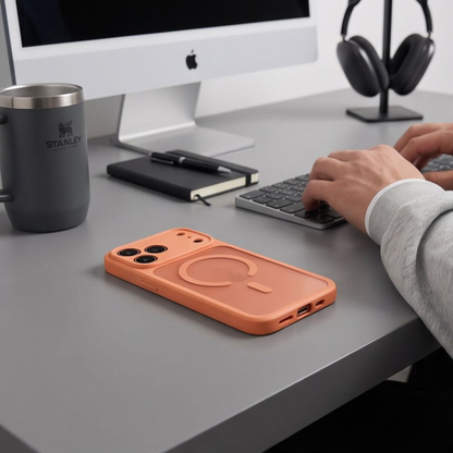 Capa MagSafe para Apple iPhone 18 Pro / 17 Pro, Tech-Protect, BasicMag, Laranja Fosca