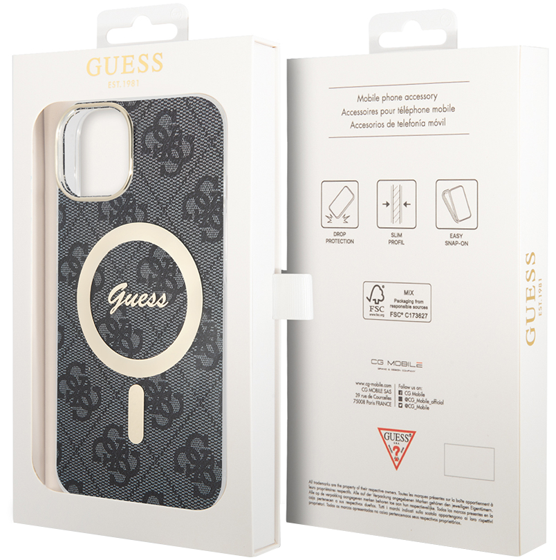 Capa MagSafe para Apple iPhone 15, Guess, 4G IML, Preta GUHMP15SH4STK