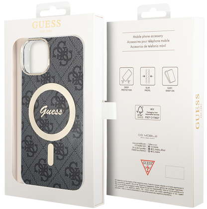 Capa MagSafe para Apple iPhone 15, Guess, 4G IML, Preta GUHMP15SH4STK