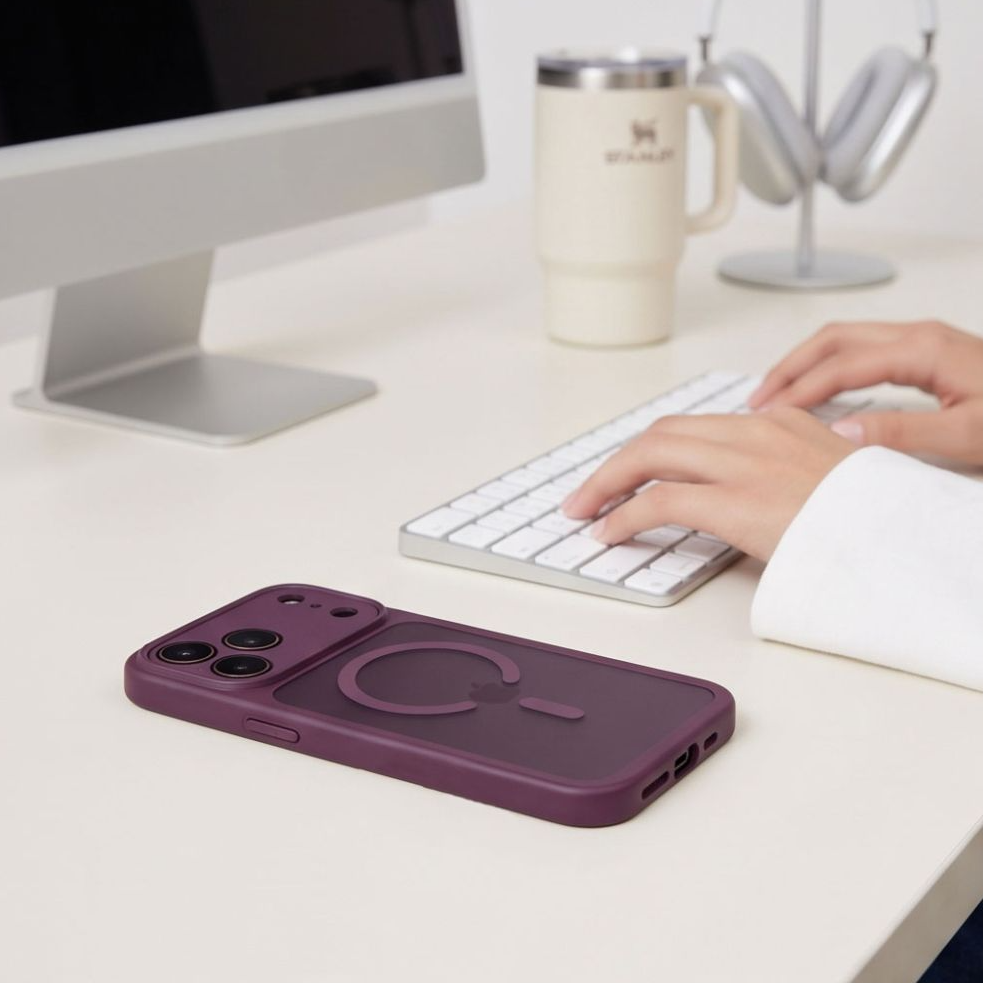 Capa MagSafe para Apple iPhone 18 Pro / 17 Pro, Tech-Protect, BasicMag, Vinho Mate