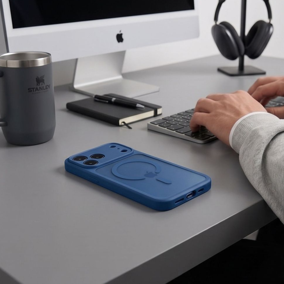Capa MagSafe para Apple iPhone 18 Pro / 17 Pro, Tech-Protect, BasicMag, Azul Marinho Fosco
