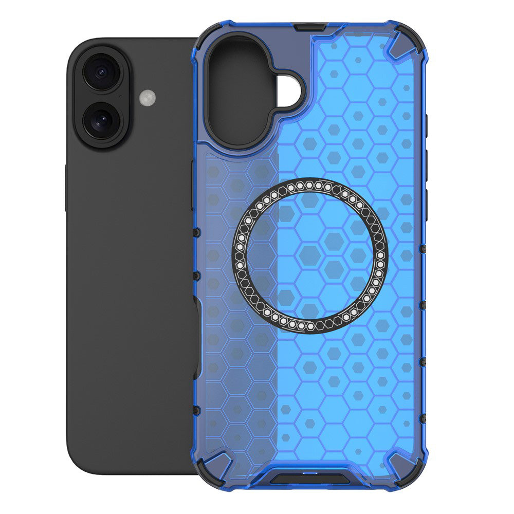 Capa MagSafe para Apple iPhone 16, Techsuit, HoneyComb Shield, Azul