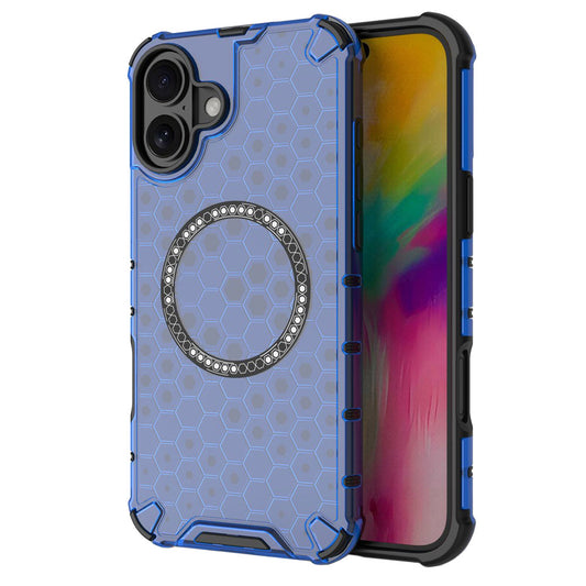 Capa MagSafe para Apple iPhone 16, Techsuit, HoneyComb Shield, Azul