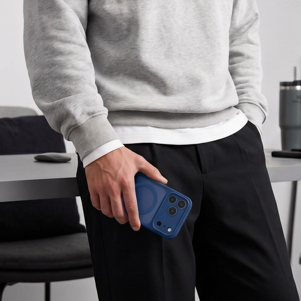 Capa MagSafe para Apple iPhone 18 Pro / 17 Pro, Tech-Protect, BasicMag, Azul Marinho Fosco