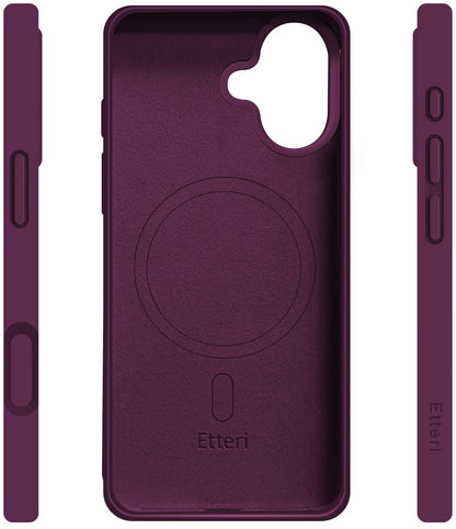 Capa MagSafe para Apple iPhone 16, Etteri, Silicone Mag, Vinho