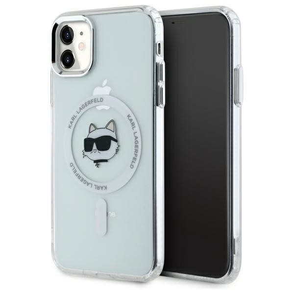 Capa MagSafe para Apple iPhone 11, Karl Lagerfeld, IML Metal Choupette's Head, Branca