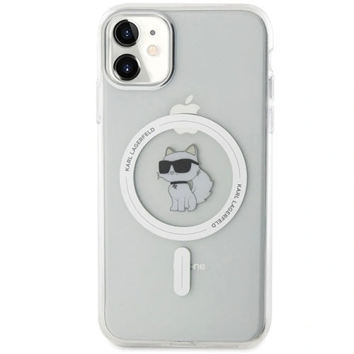 Capa MagSafe para Apple iPhone 11, Karl Lagerfeld, IML Metal Choupette's Head, Branca