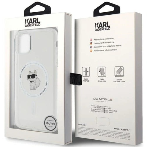 Capa MagSafe para Apple iPhone 11, Karl Lagerfeld, IML Metal Choupette's Head, Branca