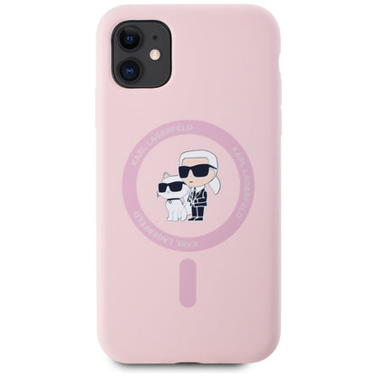 Capa MagSafe para Apple iPhone 11, Karl Lagerfeld, Silicone Karl & Choupette, Rosa