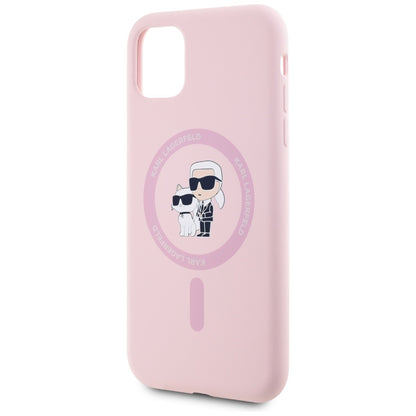 Capa MagSafe para Apple iPhone 11, Karl Lagerfeld, Silicone Karl & Choupette, Rosa
