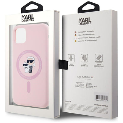 Capa MagSafe para Apple iPhone 11, Karl Lagerfeld, Silicone Karl & Choupette, Rosa
