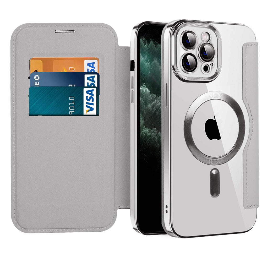 Capa MagSafe para Apple iPhone 11 Pro Max, Techsuit, SmartMag Book, Cinzento