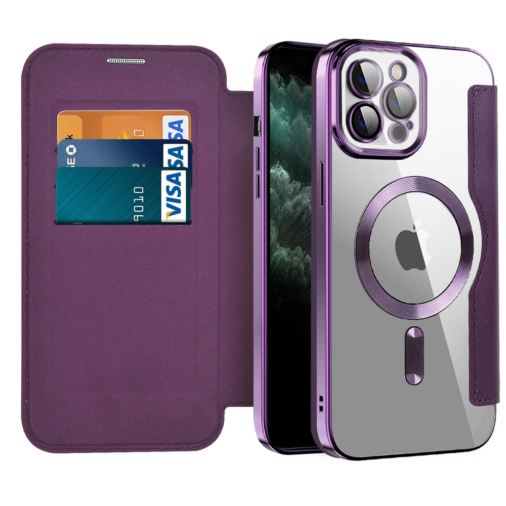 Capa MagSafe para Apple iPhone 11 Pro Max, Techsuit, SmartMag Book, Roxo