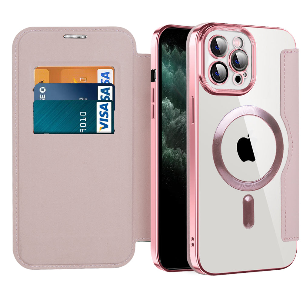 Capa MagSafe para Apple iPhone 11 Pro Max, Techsuit, SmartMag Book, Rosa