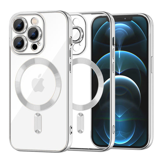 Capa MagSafe para Apple iPhone 12 Pro Max, Techsuit, Luxury Crystal, Prateada