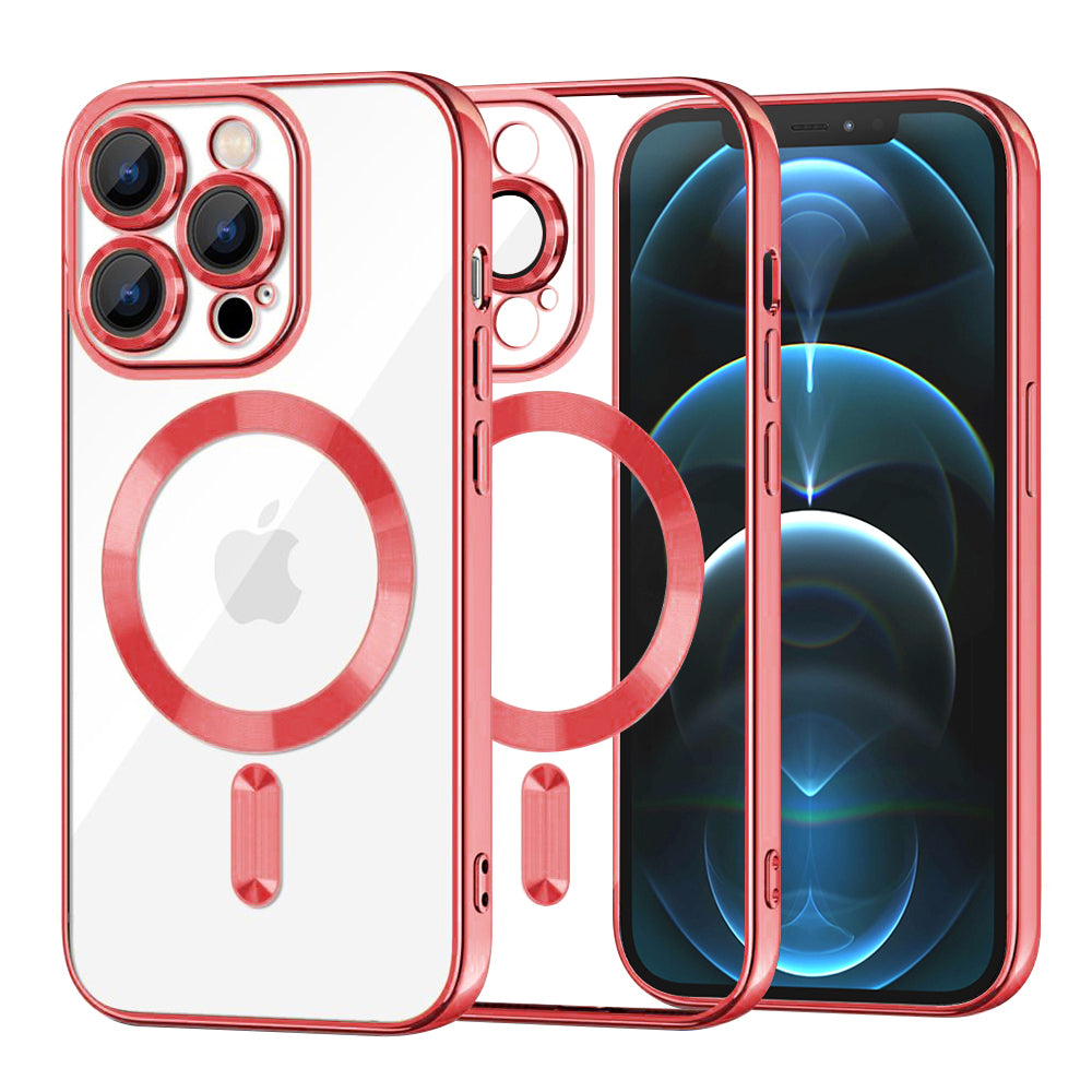 Capa MagSafe para Apple iPhone 12 Pro Max, Techsuit, Luxury Crystal, Vermelha