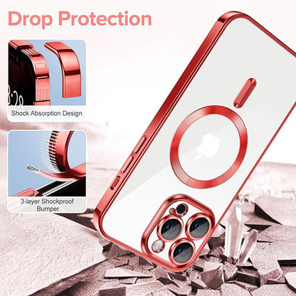 Capa MagSafe para Apple iPhone 12 Pro Max, Techsuit, Luxury Crystal, Vermelha