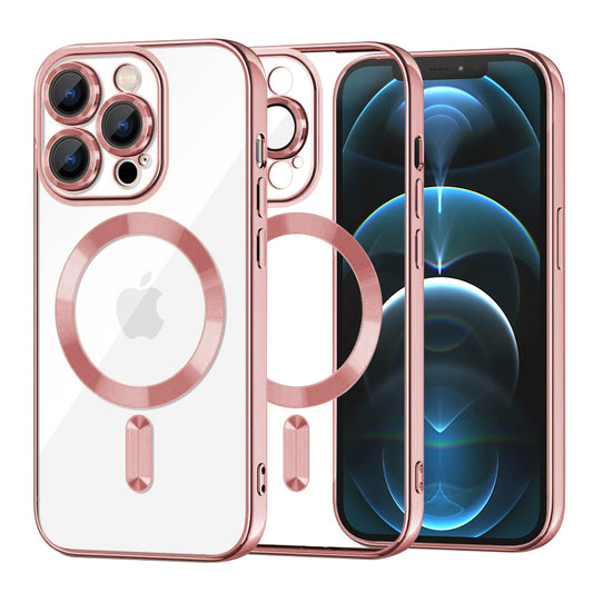 Capa MagSafe para Apple iPhone 12 Pro Max, Techsuit, Luxury Crystal, Rosa