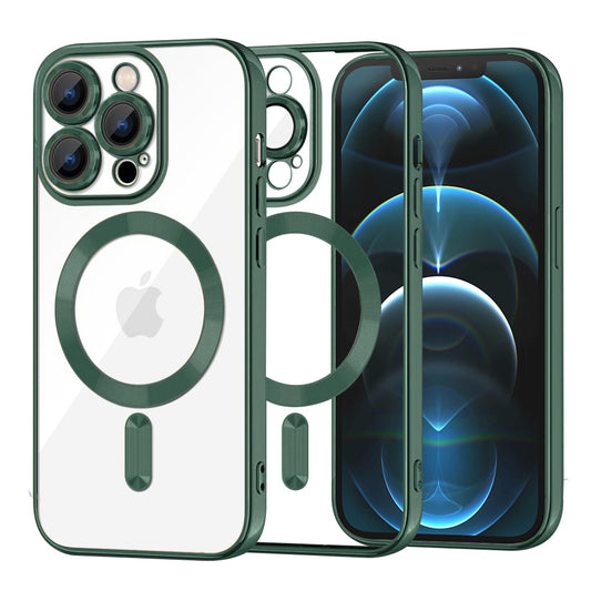 Capa MagSafe para Apple iPhone 12 Pro Max, Techsuit, Luxury Crystal, Verde Escuro
