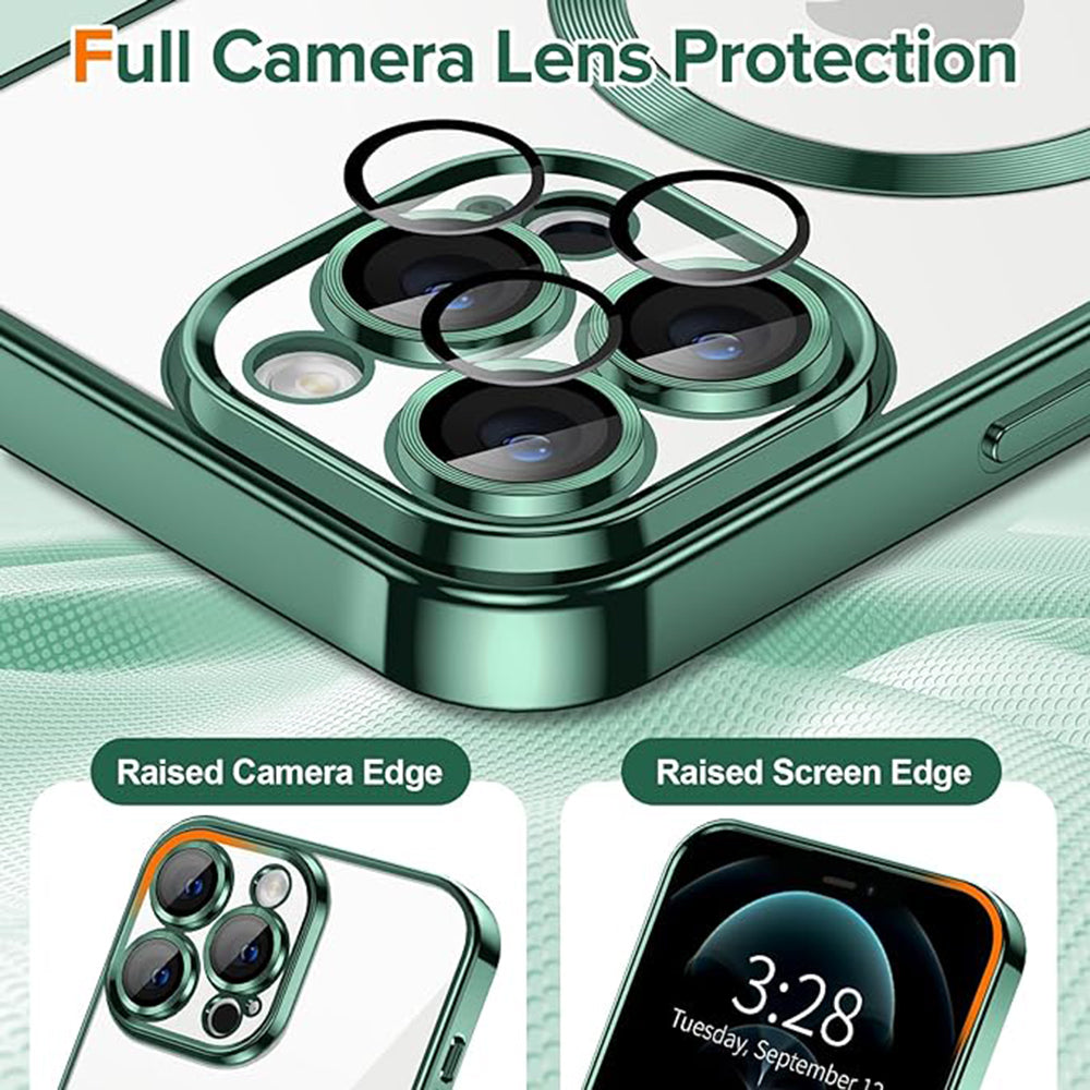 MagSafe Case for Apple iPhone 12 Pro Max, Techsuit, Luxury Crystal, Dark Green