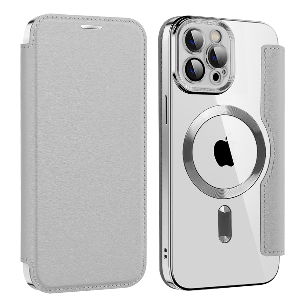 Capa MagSafe para Apple iPhone 12 Pro Max, Techsuit, SmartMag Book, Cinzento