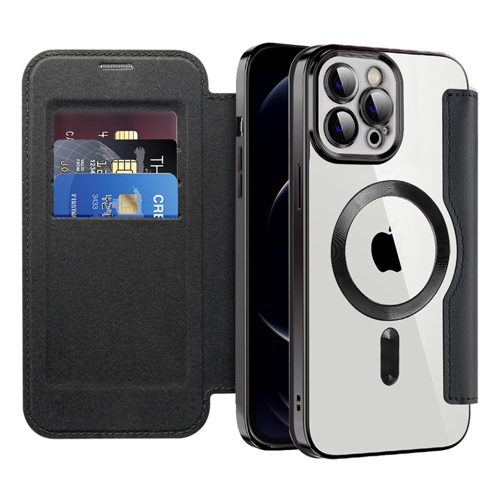 Capa MagSafe para Apple iPhone 12 Pro Max, Techsuit, SmartMag Book, Preta