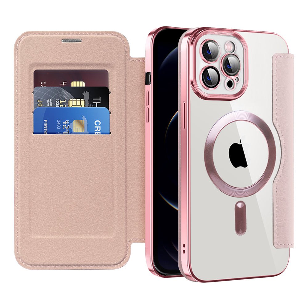 Capa MagSafe para Apple iPhone 12 Pro Max, Techsuit, SmartMag Book, Rosa